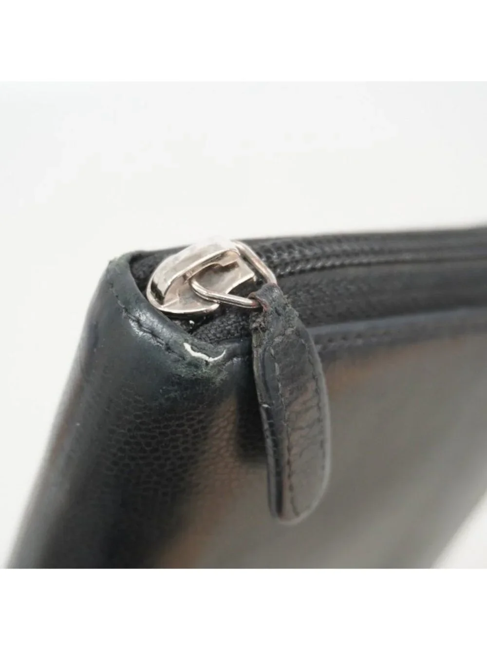 Chanel Wallet Leather Black Silver